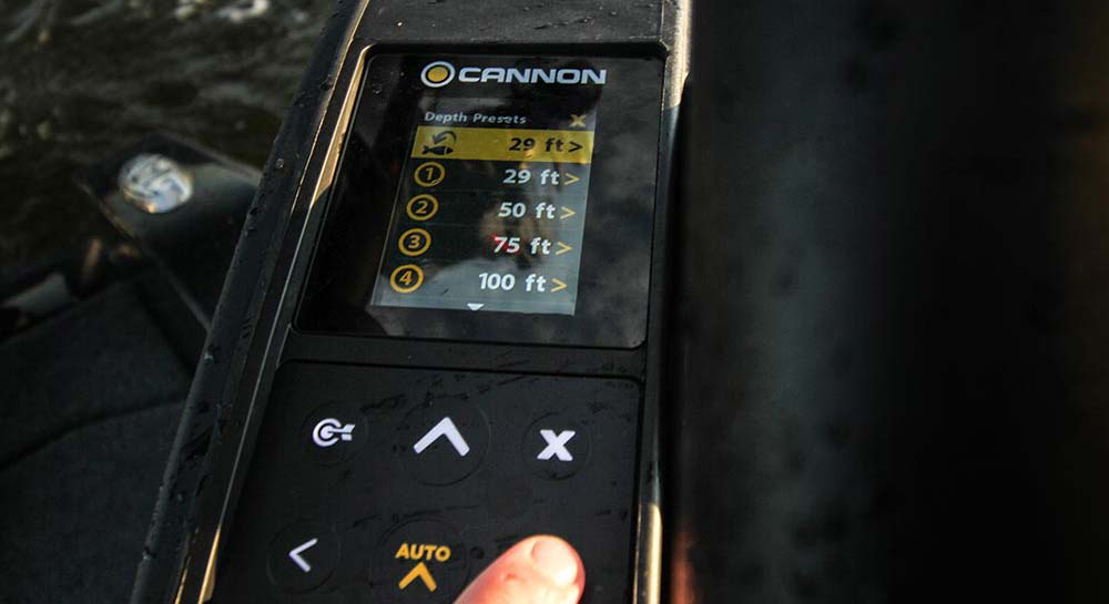 cannon optimum downrigger depth preset menu