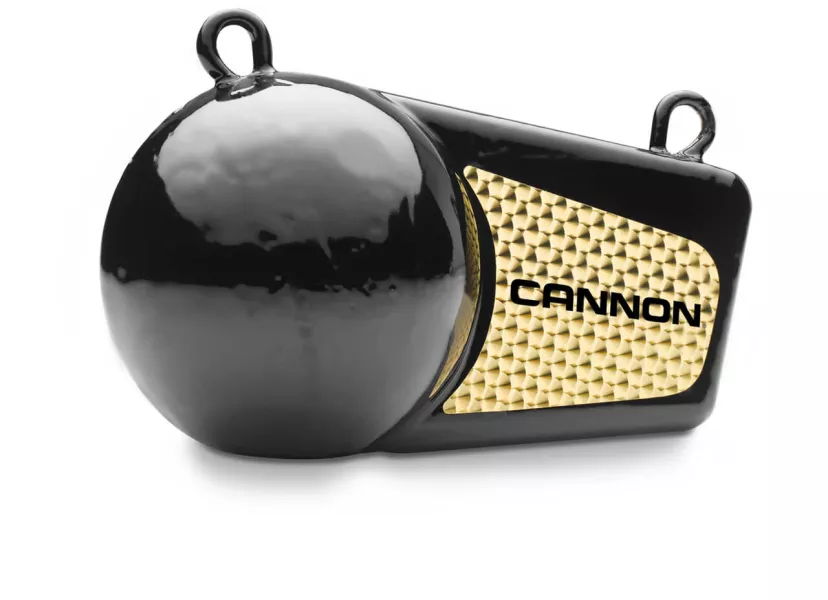 Cannon flash weight with black, vinyl coating and reflective decal
